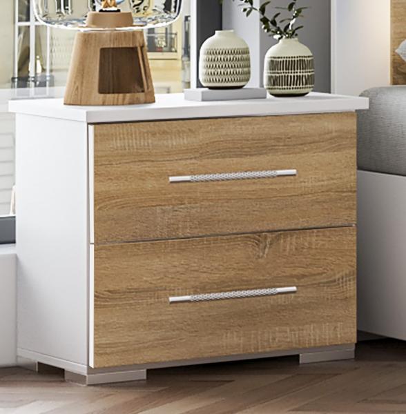 Product photograph of Dalia Light Oak Italian 2 Drawer Bedside Cabinet from Choice Furniture Superstore.